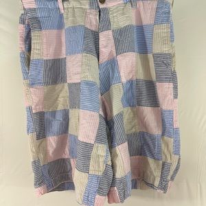Izod Zip Fly Casual 4 Pocket Shorts Pastel Patchwork Cotton Pink Gray
